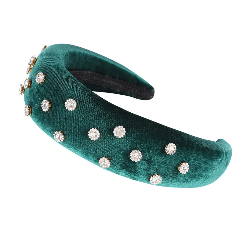 F AWAYTR New Retro Velvet Sponge Rhinestone Hairband For Women Padded Headband Girls Hair Accessories Hair Jewelry Free Shipping - Цвет: F