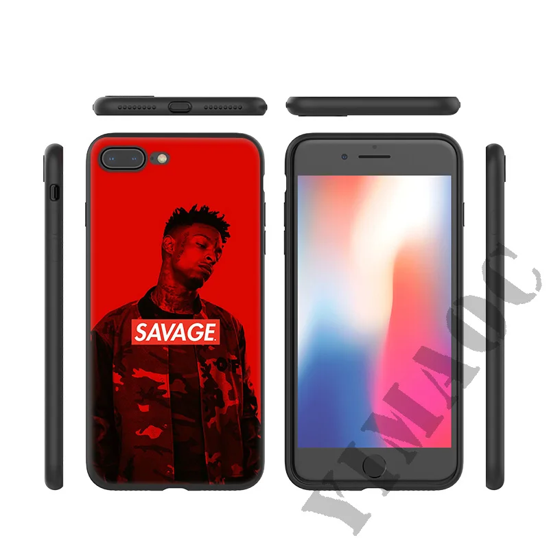 Мягкий силиконовый чехол YIMAOC 21 Savage для iPhone 11 Pro Xr Xs Max X или 10 8 7 6 6S Plus 5 5S SE |