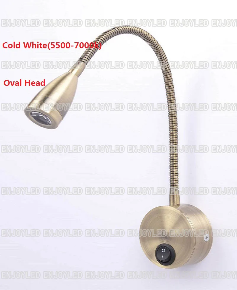 220 В LED Холодный Белый Овальный Гибкая Гусиная Шея Вращения Чтение Свет Стены