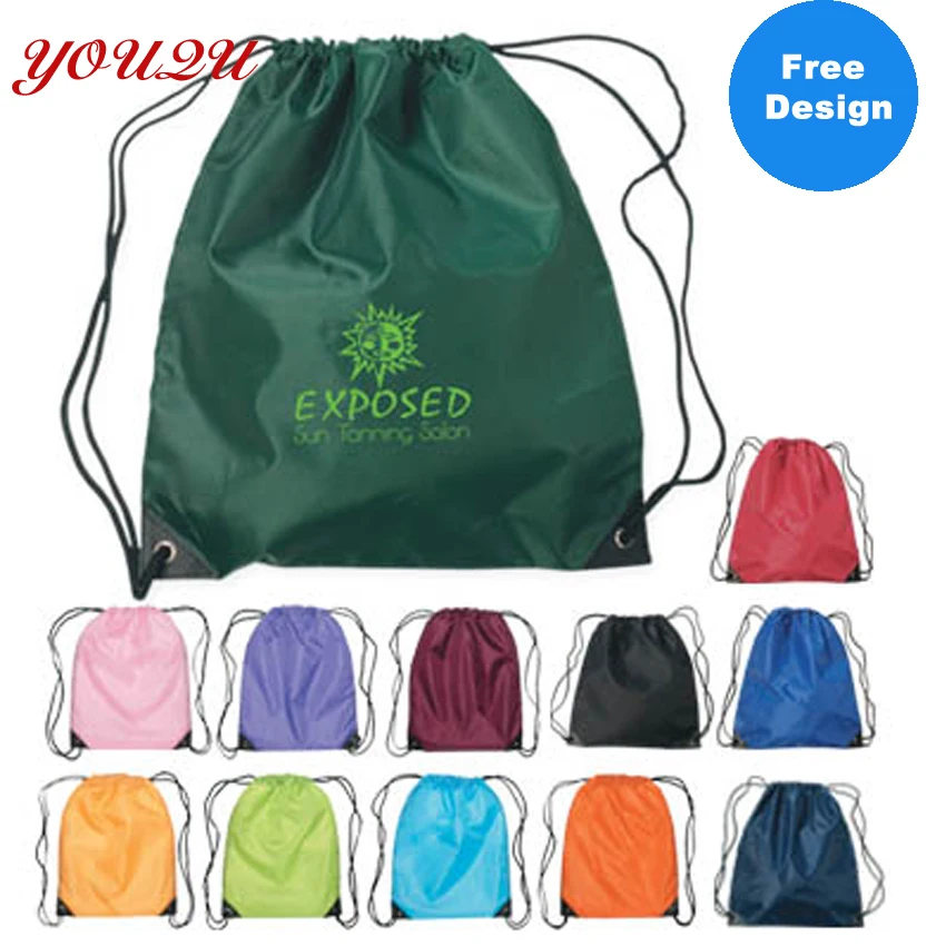 Высококачественные Полиэстеровые Сумки на шнурке с логотипом клиента 100 шт./лот