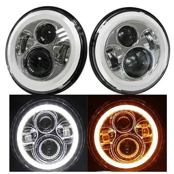 40W Chrome 2 Для Jeep Wrangler светодиодные фары 7 дюймов Круглый Высокий Низкий Луч DC 12 В 24 в фары для Lada 4x4 urban Niva suzuki samurai - Цвет: 40W Chrome 2