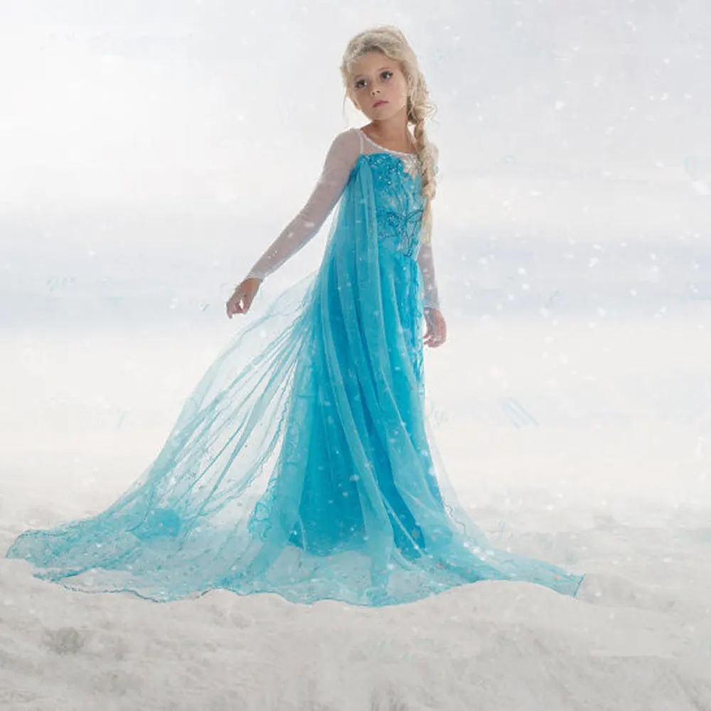 

Wholesale Free Shipping 2018 Hot Sale New Formal Baby Girl Elsa Formal Costume Clothes Princess Dress Little Girls Party Dresses