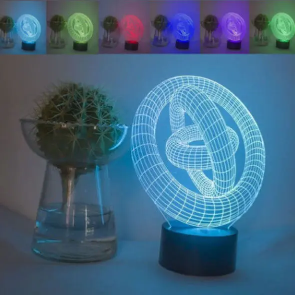 3D LED Иллюзия света три раза современный ночной 7 цветов Изменение настольная