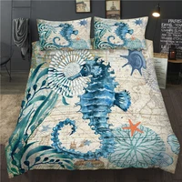 double bed linen set twin queen king size seahorse printed bedding sets 3d duvet cover with pillowcase animal bed cover set