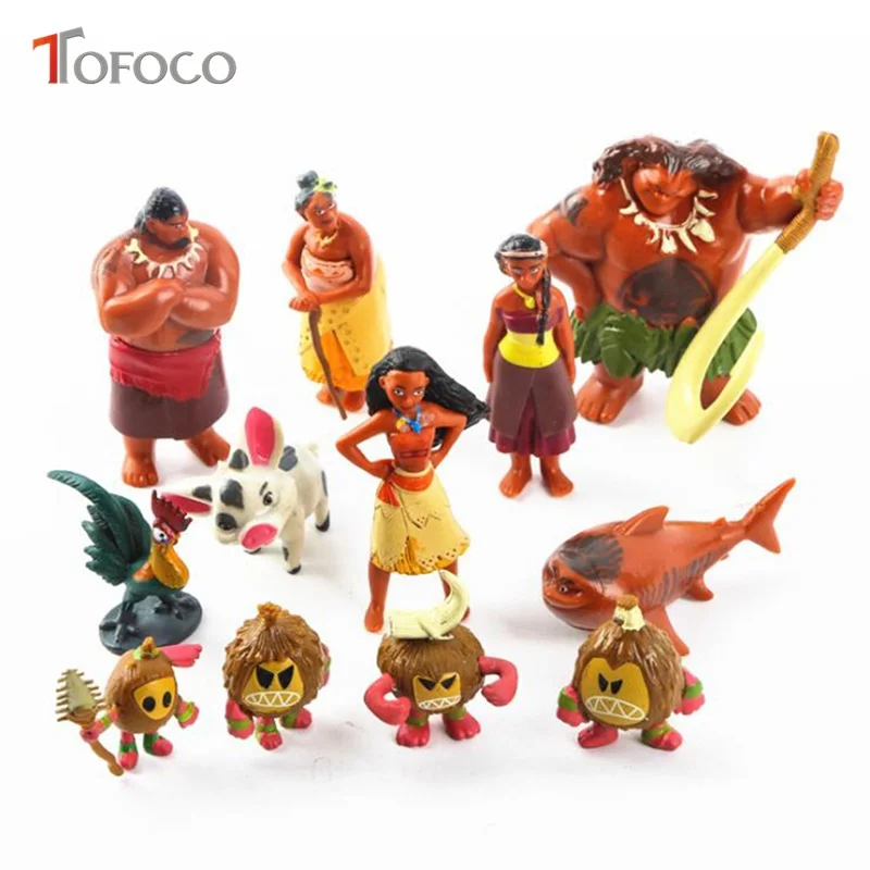 TOFOCO 12 шт./компл. 5 8 см принцесса куклы в виде Моаны игрушка Мауи Heihei Adventure