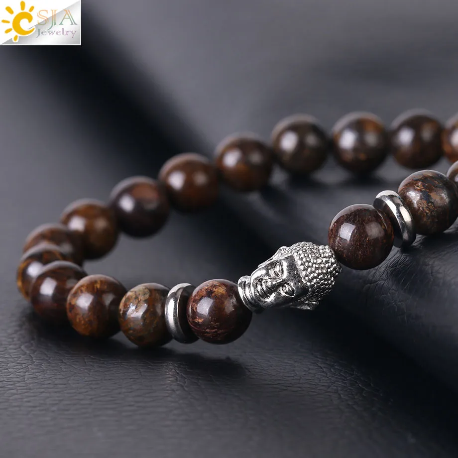Мужской браслет Будды из натурального камня CSJA бусина мала баланс чакры