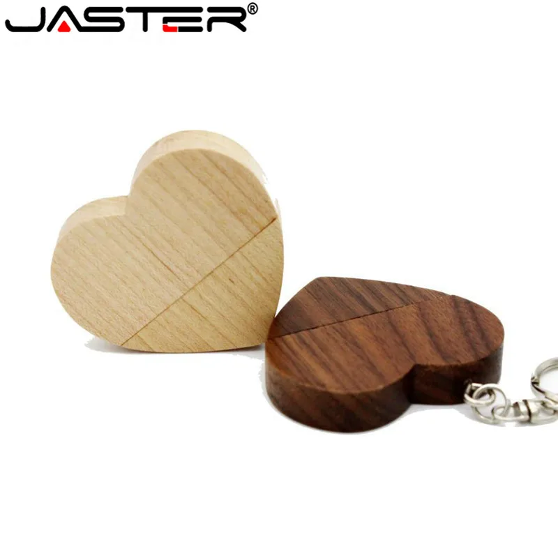 Флэш накопитель JASTER деревянный в форме сердца Usb 2 0 флэш объемом 4 Гб до 64 ГБ