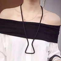 2018 minimalist geometric maze u word long section rope cotton woven necklace for women