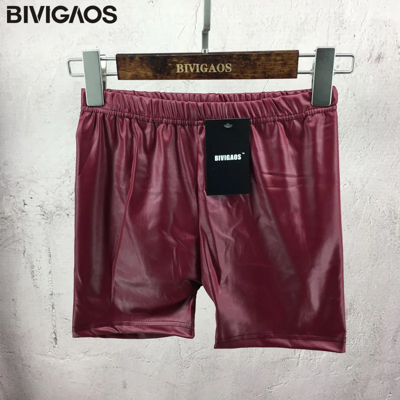 BIVIGAOS женские плотная искусственная кожа шорты из полиуретана модные с