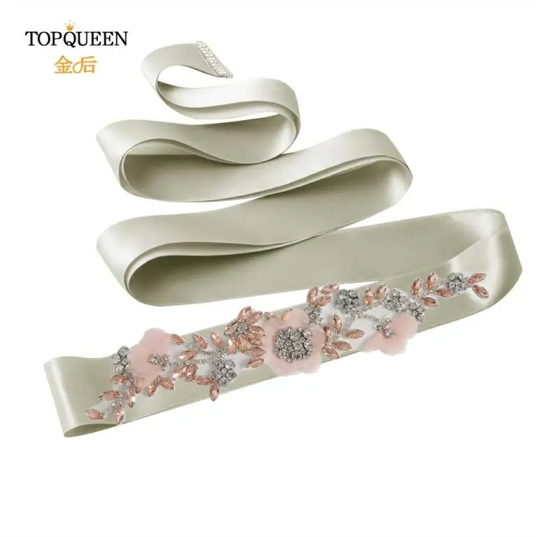 dark gray TOPQUEEN, S419-R, розовое платье, румяна, розовые ремни, розовый пояс для женщин, розовые стразы, Цветочный Пояс для подружек невесты - Цвет: dark gray