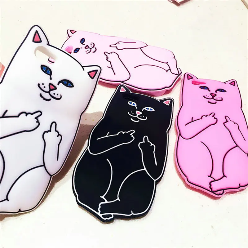 3D Кошка Мягкий Чехол Для iPhone 7 Силиконовый ТПУ Милый Карман котенок Крышка Plus 6 S