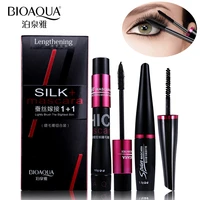bioaqua brand black silk fiber mascara makeup set eyelash extension lengthening volume 4d mascara waterproof cosmetics 2pcslot