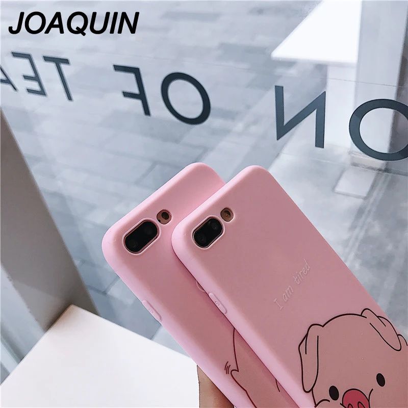 Cartoon Pink Cute Pigs Phone Case For iPhone Xs Max XR XS 6 6S 7 8 Plus X Funny letters Glossy Soft TPU Mobile Bags &amp |