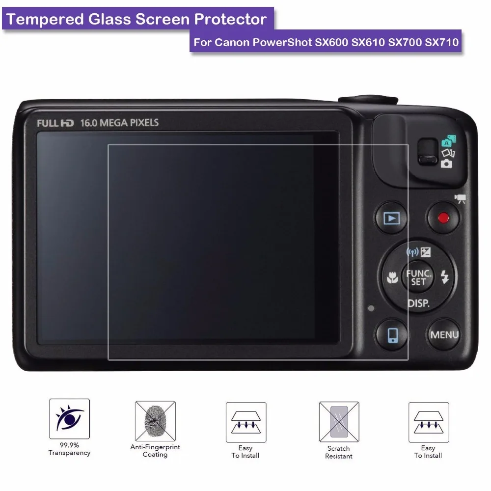 Закаленное стекло Премиум Качества твердость 9H Защитная пленка для ЖК экрана Canon