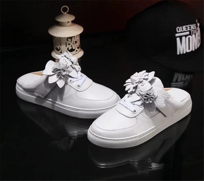 Цветочные кроссовки для женщин Повседневная обувь Цвет белый Zapatillas Mujer тапочки