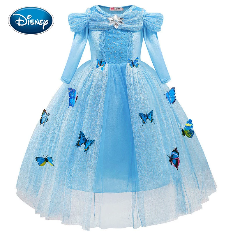 Disney Snow романтичное платье мультфильм сплошного цвета принцесса взрыв детское с