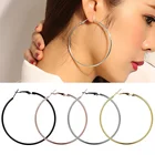 Женские классические серьги-кольца, большие гладкие металлические серьги-кольца Hyperbole, размер 30-100 мм