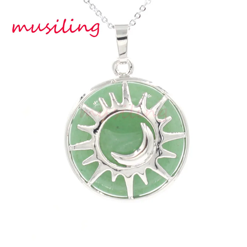 Ожерелье от Солнца и Луны подвески маятник серебряный с натуральным камнем