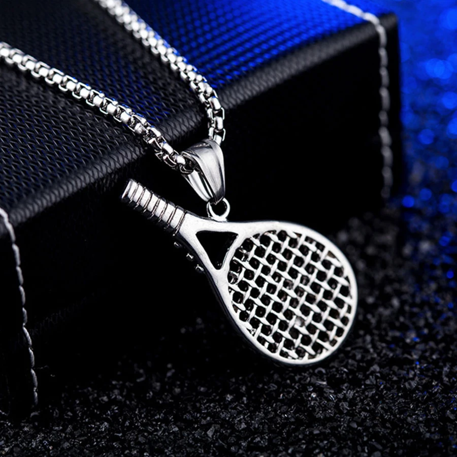 Новинка теннисная ракетка HOBBORN мужское ожерелье 316L из нержавеющей стали высокая