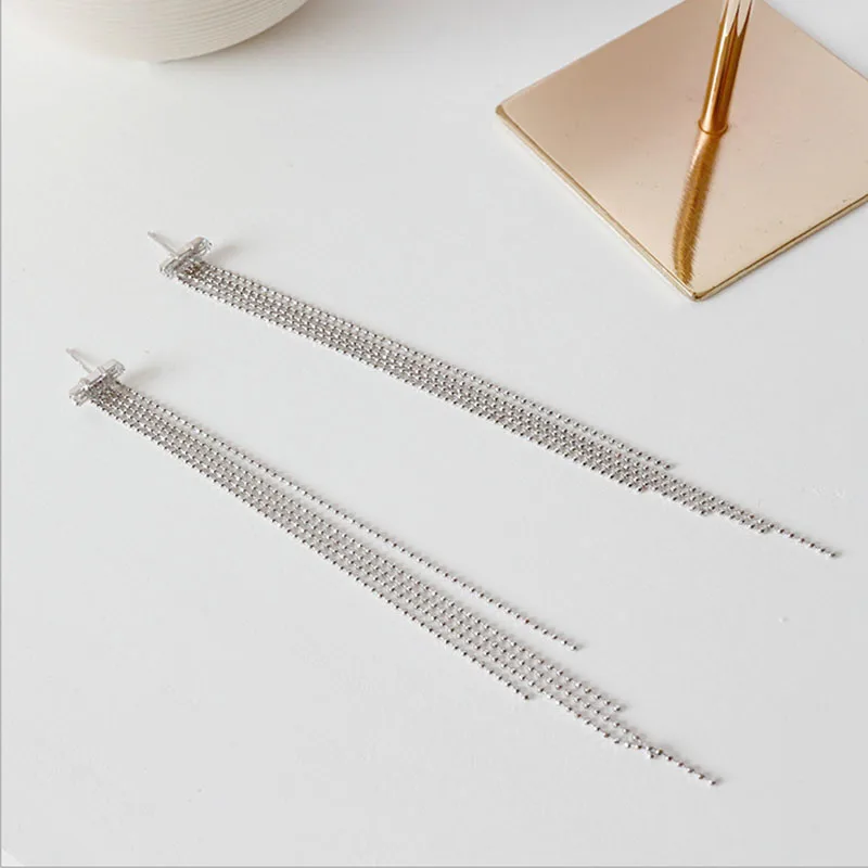 Женские длинные серьги Кисточки Из серебра 100% пробы|Серьги-гвоздики| |