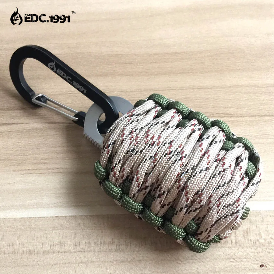 EDC.1991 Открытый Кемпинг снаряжение карабин граната 550 Паракорд набор средств для выживания рыболовный комплект и острый глаз нож полезные охотничьи инструменты - Цвет: c