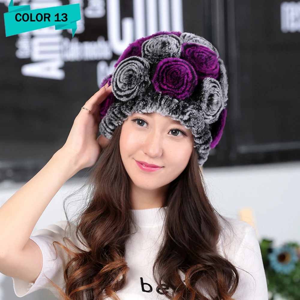 Женская зимняя шапка в русском стиле Зимняя Теплая Шапка-бини из меха кролика