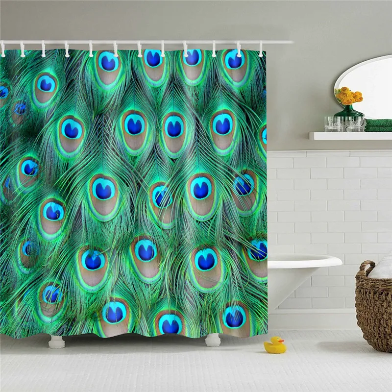 Polyester Fabric Shower Curtain Animals Peacock Painting Nordic Pattern Print Bathroom Decorative Shower Bath Curtains