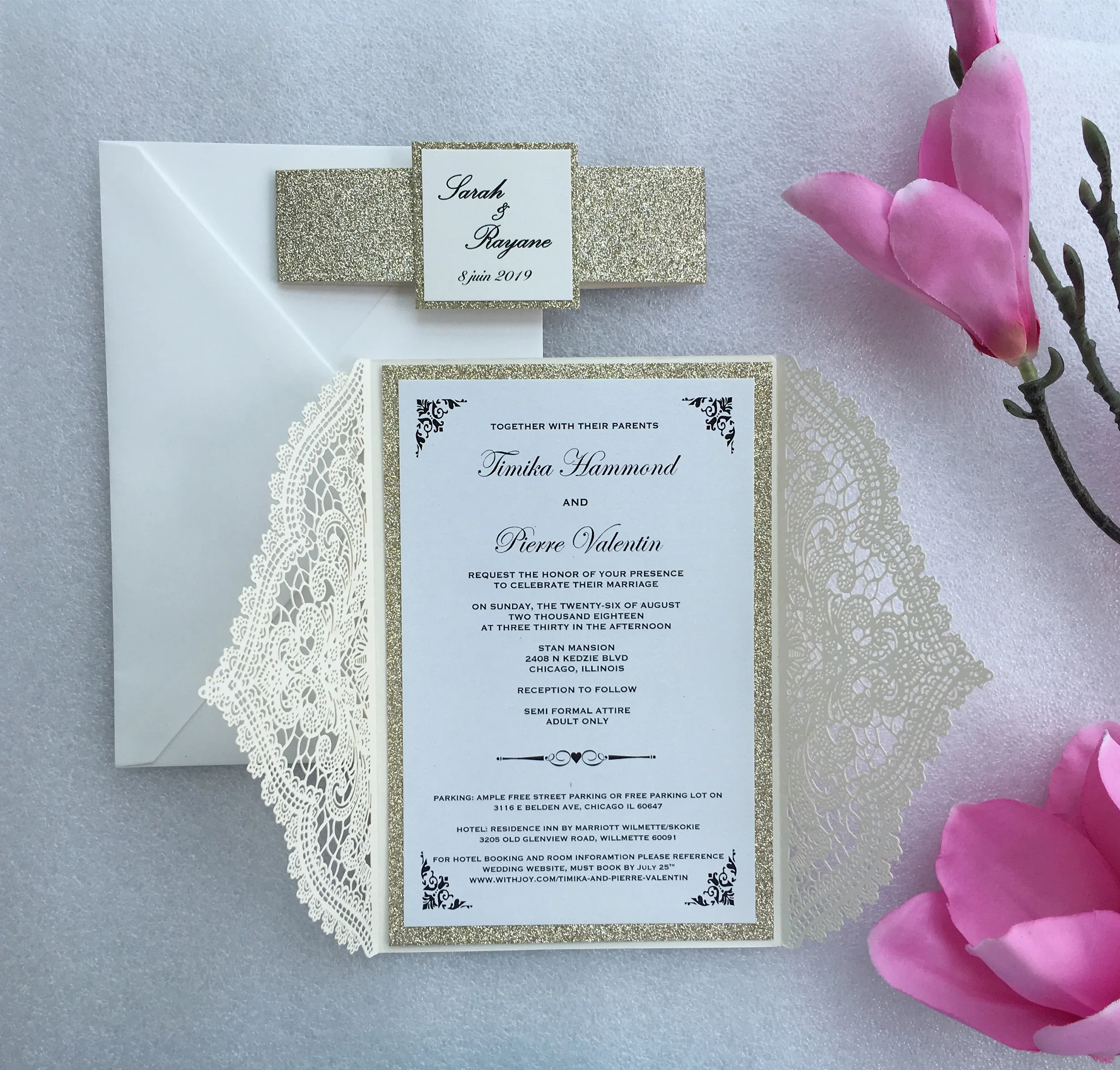 Индивидуальные цвета слоновой кости лазерная резка Свадебная вечеринка