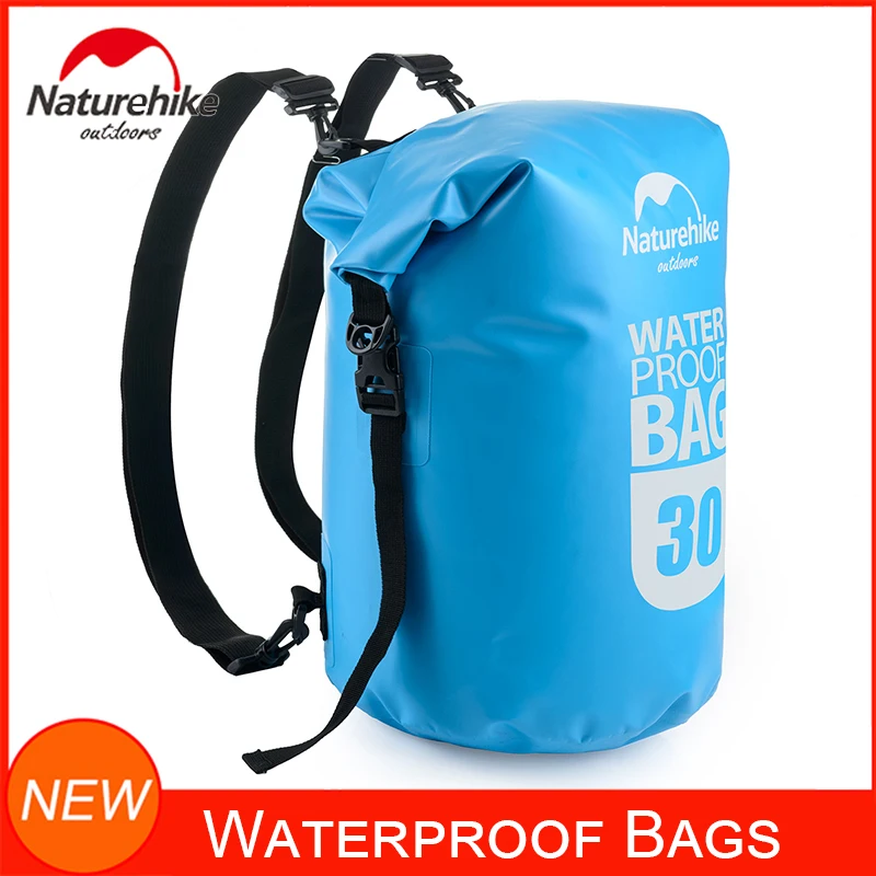 

Водонепроницаемая сумка Naturehike 30L 20 л в форме бочонка из поливинилхлорида 500D, сумка для речного рафтинга и треккинга, двойные ремни через пле...