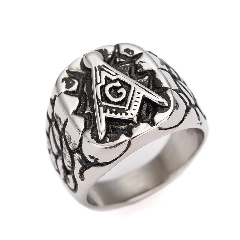 

316L Stainless Mens Punk Mens Freemasonry Rings Band Party Cool Man Rings
