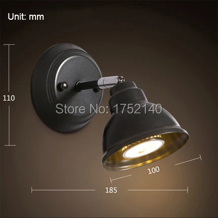 Вращающийся настенный светильник в стиле индастриал Лофт минималистичный бра