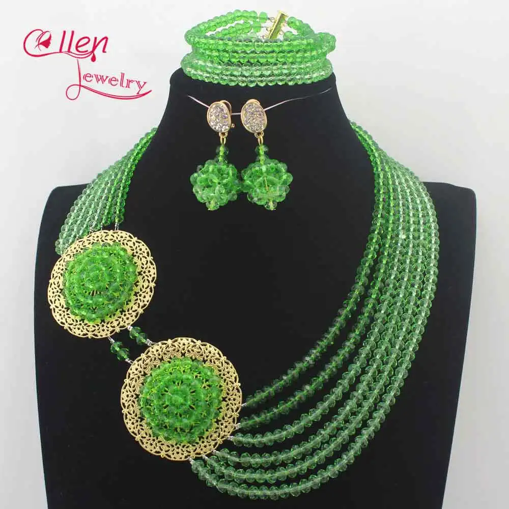 Cllen Lewelry Королевский Синий Зеленый Серебряный нигерийский Свадебный Африканский