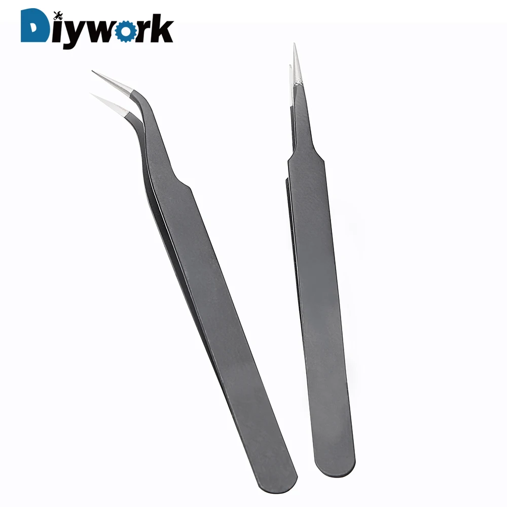 DIYWORK ESD-14 ESD-15 точный пинцет антистатические нержавеющая сталь изогнутые прямые