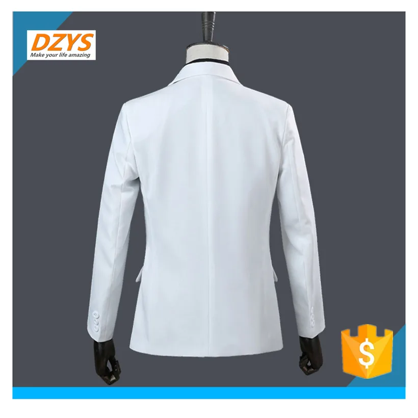

DZYS male trim suit host costume long sleeve suit stage singer suit black and white gold and silver photo dress up and down suit