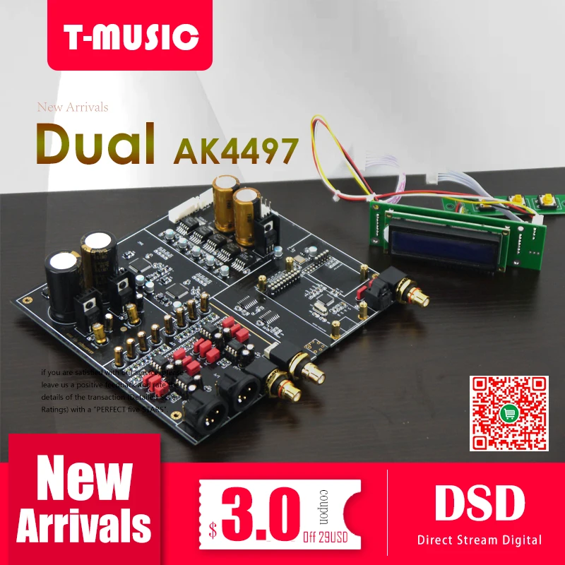 NEW Dual AK4497 Bluetooth 5.0  DAC Decoder board Support XMOS / Amanero I2S USB Input / XLR balanced Output