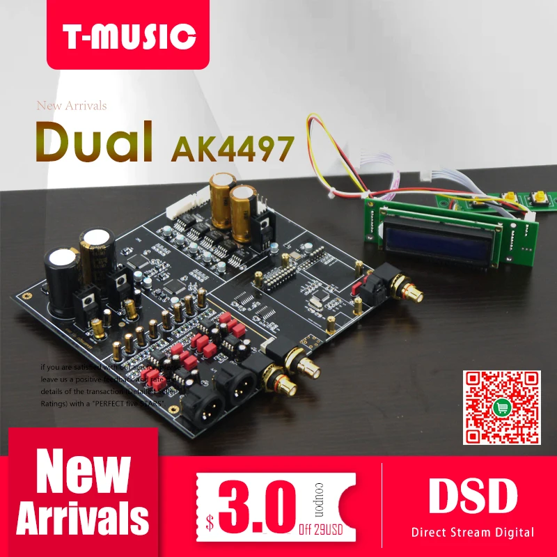 Двойной декодер AK4497 Bluetooth 5 0 плата DAC поддержка XMOS / Amanero I2S вход USB/XLR