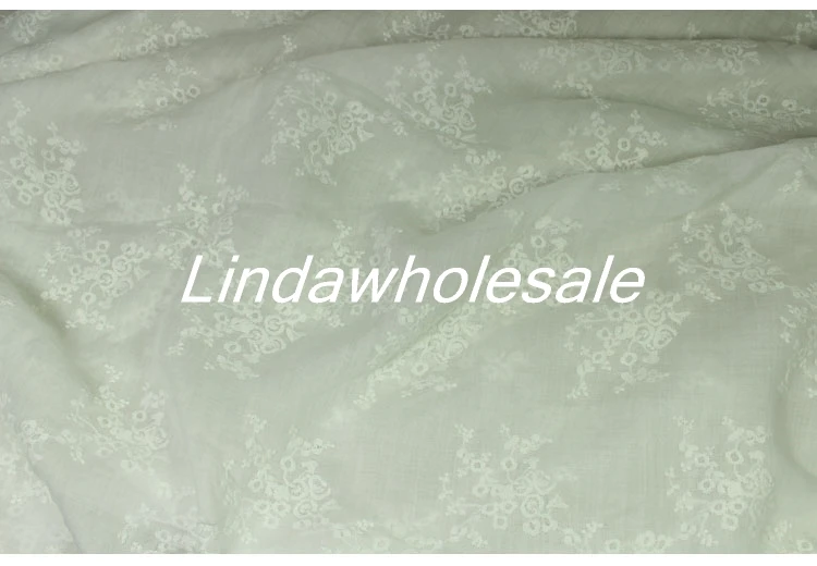 Белая льняная ткань с вышивкой материалы для шитья тканевые цветы 140 см * 50