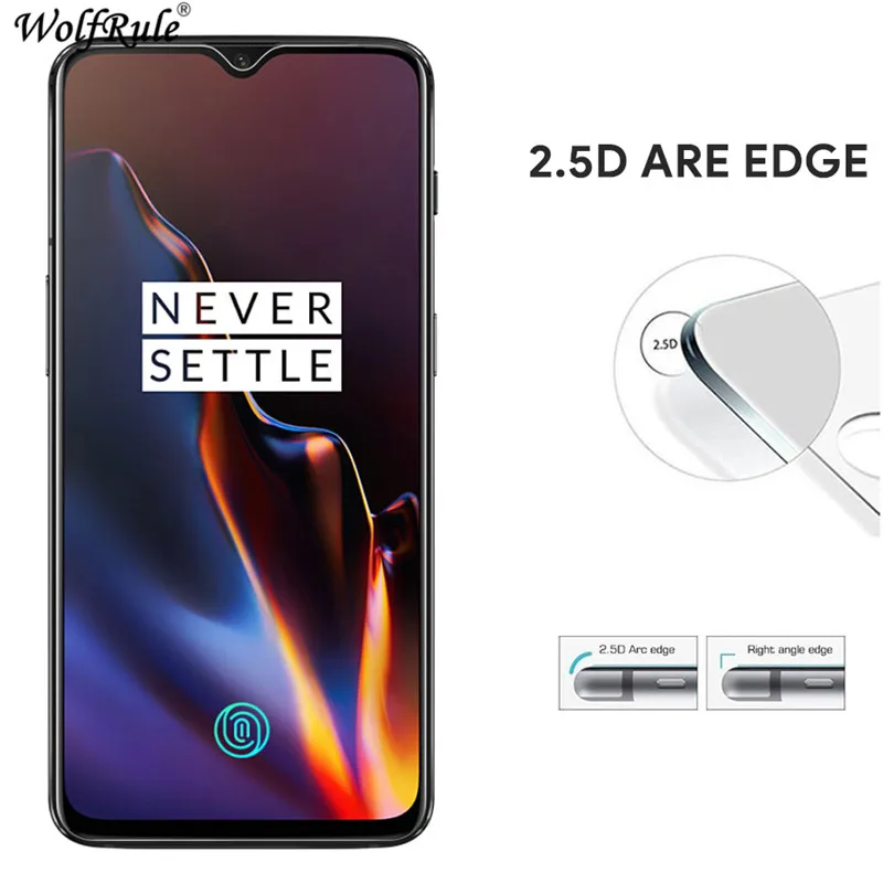 2 uds de Oneplus 6T Protector de pantalla Anti-Brust 2.5D de vidrio templado para el Oneplus 6T completa de cristal de tel&eacute;fono Oneplus 6T pel&iacute;cula WolfRule-1