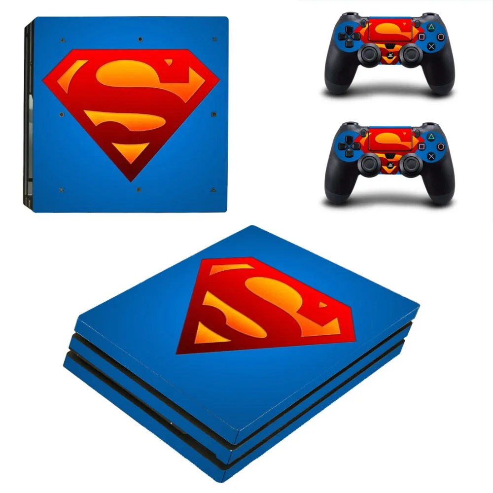 DC Супермен PS4 Pro кожи виниловая наклейка, стикер для sony Playstation 4 консоли и 2 контроллеры PS4 Pro кожи Стикеры