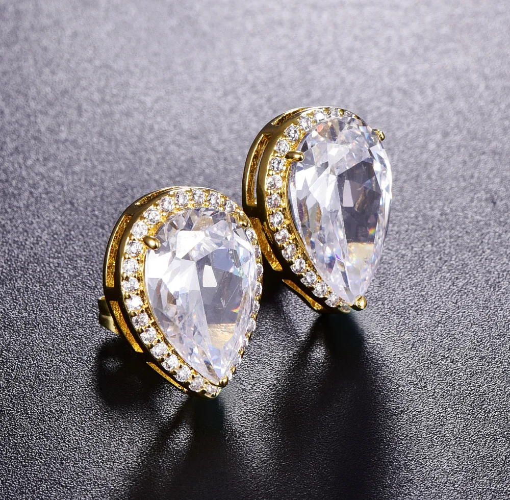 LUALA Милый Серебро/Золото Цвет Серьги Капли Воды Небольшой Кристалл для Девушки