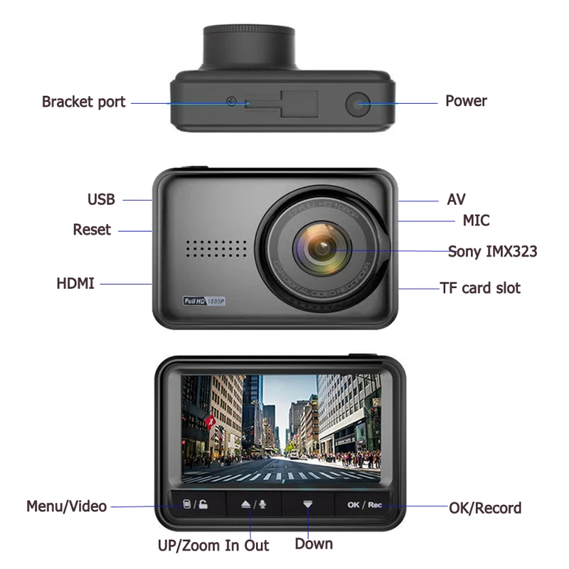 WHEXUNE Новый 2 45 дюймов Full HD 1080 P Видеорегистраторы для автомобилей Новатэк 96658 IMX323