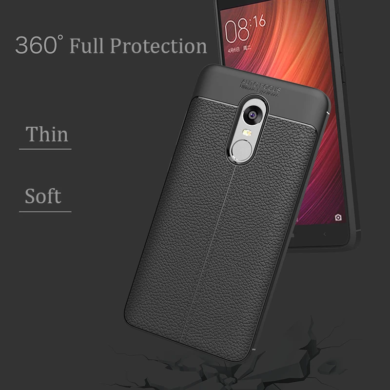 Для Xiaomi Redmi Note 4 чехол силиконовый ударопрочный для 4X PU кожаный с рисунком личи из