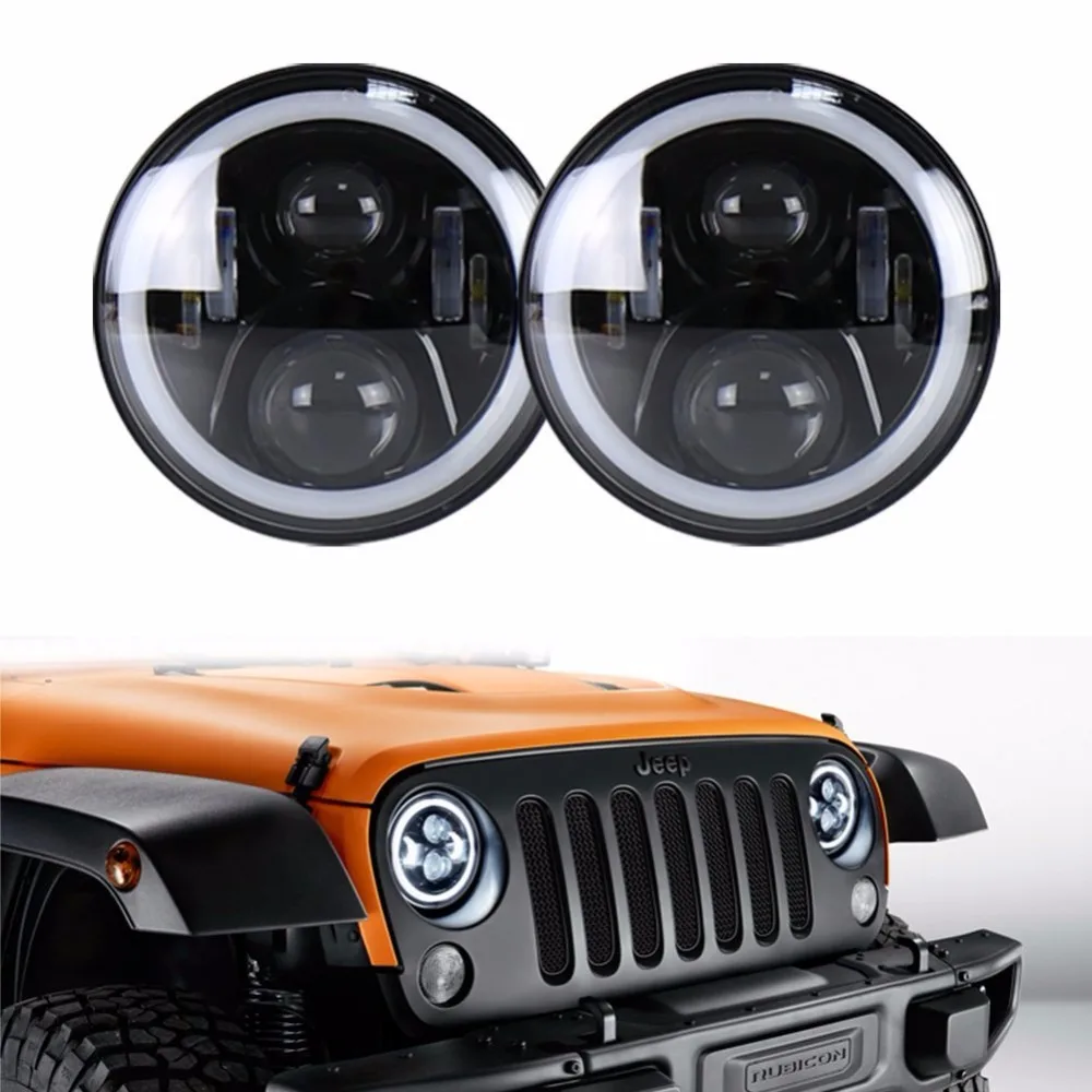 Черный корпус 7 ''светодиодный фар для джипа Wrangler JK фары 50 Вт светодиодный
