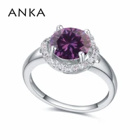 anka rhodium plated luxury vintage round zircon ring fashion new jewelry bridal set rings gift for women wedding 18077