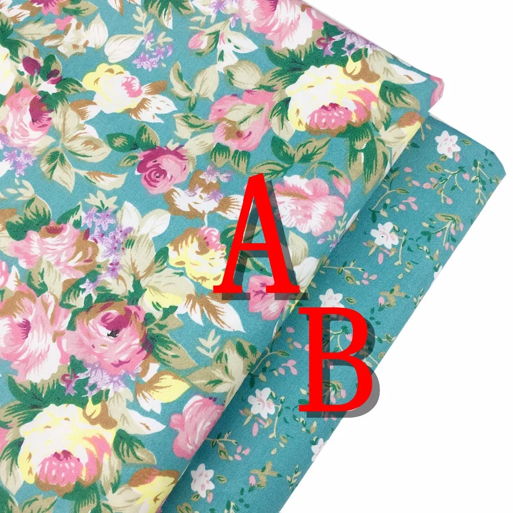 Синяя Цветочная новая хлопчатобумажная ткань на метр для рукоделия|cotton fabric|cloth