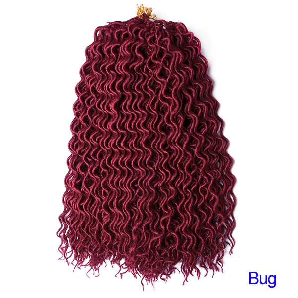 # Бордовый TOMO 18 дюймов Faux Locs CURLY, на крючках, косички, 24 нитей богиня Locs накладные волосы, затененные косички, волосы, синтетические косички, волосы в богемном стиле замки - Цвет: # Бордовый