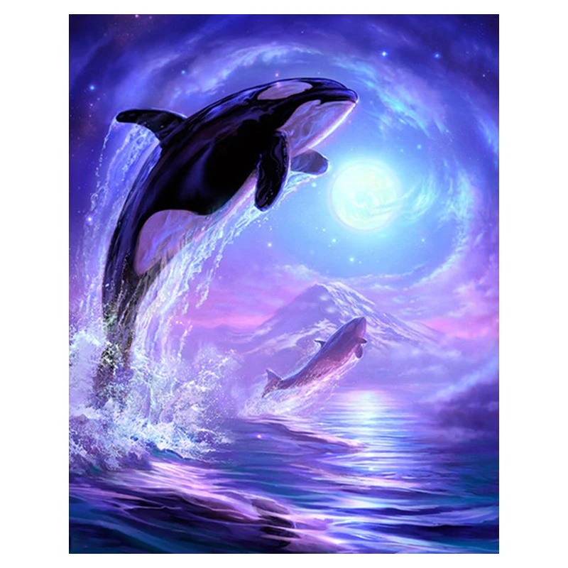 Алмазная 5D картина сделай сам вышивка под водой Кашалот полная крестиком мозаика