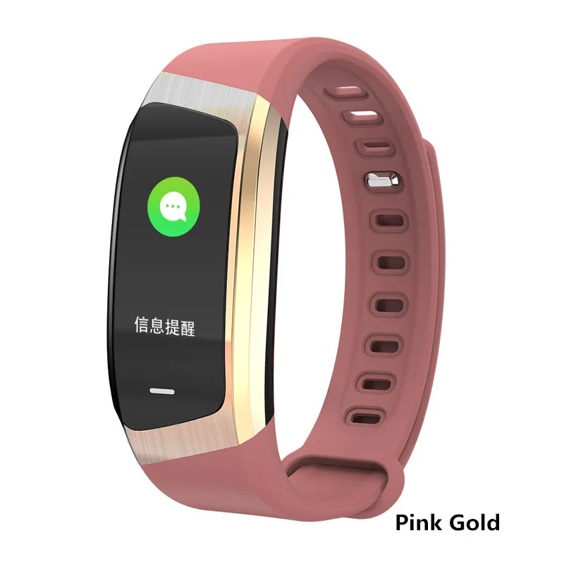 pink gold E18 смарт-браслет мужской цветной сенсорный экран ip67 Водонепроницаемый кровяное давление кислород монитор сердечного ритма спортивный браслет Talk Band Mi 2 3 - Цвет: pink gold