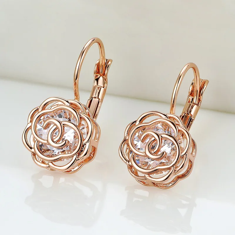 Серьги подвески DAN'S ELEMENT DEE86713 женские элегантные медные золотистые в форме