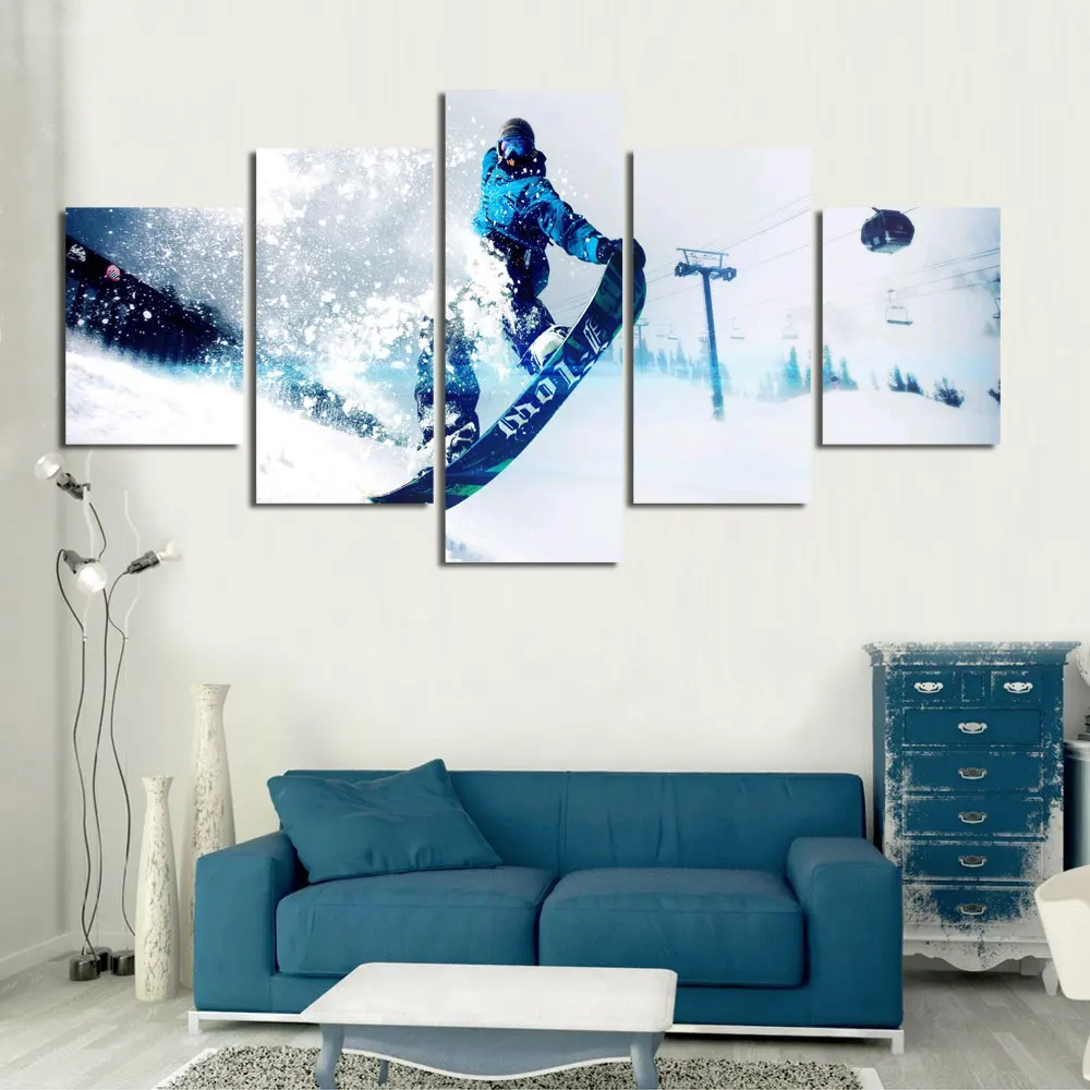 5 шт. Печать на холсте для серфинга море лыжи Ду фрирайд живопись настенное